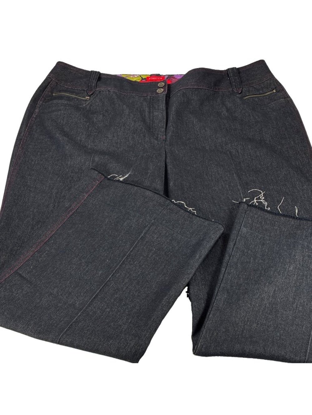 ALine Stretch Womens 18 Dark Gray Jean Straight Leg Released Hem Denim 28 Inseam